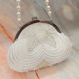 SHAYNA, DESIGNER PEARL STUDDED CLUTCH WITH PEARL HANDLE FOR WOMEN -SKD001PC