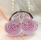 SHAYNA, DESIGNER PEARL STUDDED CLUTCH WITH PEARL HANDLE FOR WOMEN -SKD001PC