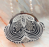 SHAYNA, DESIGNER PEARL STUDDED CLUTCH WITH PEARL HANDLE FOR WOMEN -SKD001PC