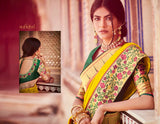 YELLOW PAITHANI SAREE WITH DESIGNER BLOUSE AND UNIQUE LATKANS-OM001PS