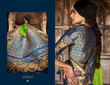 PARROT GREEN  PAITHANI SAREE WITH DESIGNER BLOUSE AND UNIQUE LATKANS-OM001PG