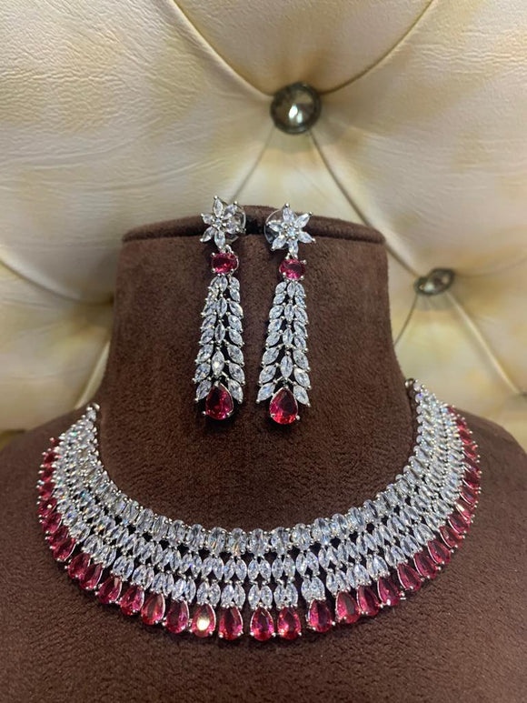 ABIRAMI , PLATINUM FINISH NECKLACE SET FOR WOMEN -RITZ001NSA