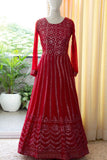 READY TO WEAR RED SHADE GEORGETTE GOWN WITH DUPPATTA-RIDA001R
