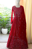 READY TO WEAR RED SHADE GEORGETTE GOWN WITH DUPPATTA-RIDA001R