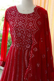 READY TO WEAR RED SHADE GEORGETTE GOWN WITH DUPPATTA-RIDA001R