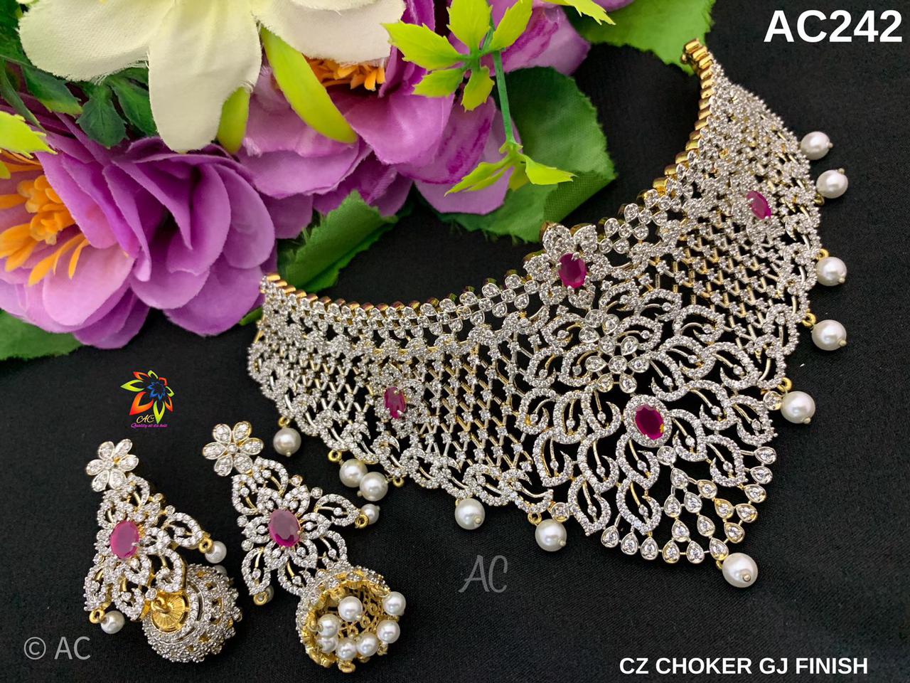 Bridal Choker Cz Stone Choker Necklace Trendy Cz Stone Choker