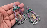MAHALAKSHMI , ELEGANT DUAL TONE GERMAN SILVER LAKSHMI DESIGN EARRINGS FOR WOMEN -PAL001EE
