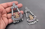 MAHALAKSHMI , ELEGANT DUAL TONE GERMAN SILVER LAKSHMI DESIGN EARRINGS FOR WOMEN -PAL001EE