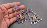 MAHALAKSHMI , ELEGANT DUAL TONE GERMAN SILVER LAKSHMI DESIGN EARRINGS FOR WOMEN -PAL001EE
