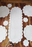Pearl and Opaque off white Glass beads Table Runner, placemats and coaster-JAIN001TDS