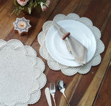 Pearl and Opaque off white Glass beads Table Runner, placemats and coaster-JAIN001TDS