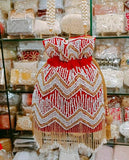 SET OF 10 , RED SHADE BEAD WORK ROYAL BISMILLAH HANDICRAFTS POTLI BAGS-BISMI001PBR