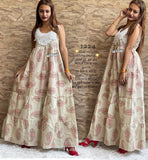 DESIGNER  ELEGANT SLEEVELESS COTTON MAXI DRESS FOR WOMEN -FAB001D