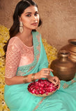 PINK AND BLUE   COMBINATION   NIRMANA DESIGNER SAREE FOR WOMEN -NIRM001DSO