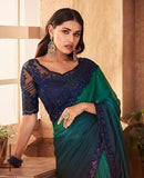 GREEN AND BLUE COMBINATION   NIRMANA DESIGNER SAREE FOR WOMEN -NIRM001DSM