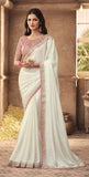 WHITE AND PINK  COMBINATION   NIRMANA DESIGNER SAREE FOR WOMEN -NIRM001DSN