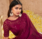 GRAPEWINE SHADE  NIRMANA DESIGNER SAREE FOR WOMEN -NIRM001DSG