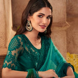 PEACOCK GREEN  SHADE  NIRMANA DESIGNER SAREE FOR WOMEN -NIRM001DSF