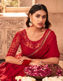 BEAUTIFUL RED  SHADE  NIRMANA DESIGNER SAREE FOR WOMEN -NIRM001DSE