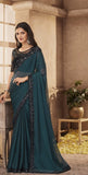 TEAL BLUE AND BLACK COMBINATION NIRMANA DESIGNER SAREE FOR WOMEN -NIRM001DSA