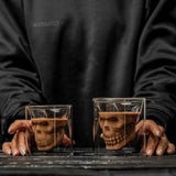 SKULL DESIGN DOUBLE WALLED GLASSES SET OF 2 BIG SIZE ( 220 ml each-ANUB001SGB