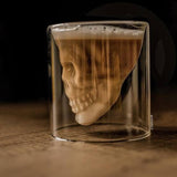 SKULL DESIGN DOUBLE WALLED GLASSES SET OF 2 BIG SIZE ( 220 ml each-ANUB001SGB