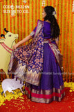 HOT BLUE BANARASI SILK LEHENGA CHOLI WITH DUPATTA FOR WOMEN-GARI001HB