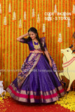 HOT BLUE BANARASI SILK LEHENGA CHOLI WITH DUPATTA FOR WOMEN-GARI001HB