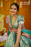 MANIKARNIKA, TURQUOISE BLUE  SILK LEHANGA FOR WOMEN -GARI001LBT