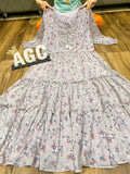 AGC ,Premium Chiffon floral printed pleated frock with tier pattern Kurti for Women -FOF001KWA