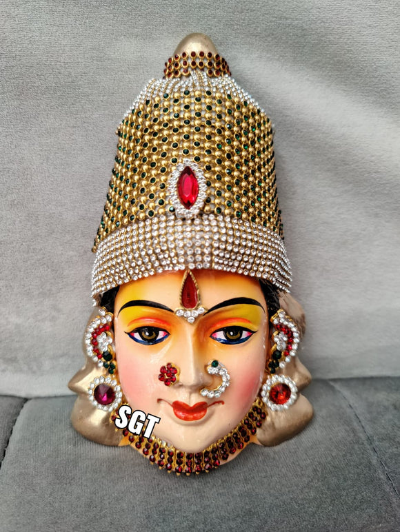 TERRACOTA AMMAN FACE HAND PAINTED AND DECOATED WITH BEAUTIFUL STONE WORK BY HAND-SILVI001AF