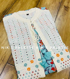 NP ,Premium cotton floral print tier pattern sleevless gown separate beautiful schifli jacket-FOF001KJ