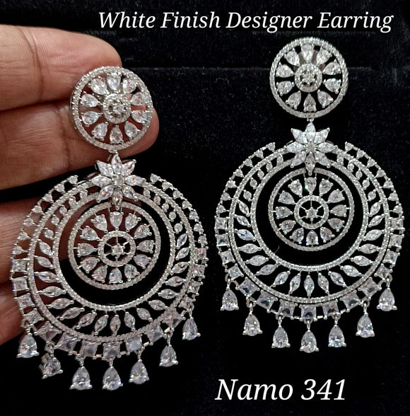 MAYURI , WHITE GOLD FINISH  DANGLING EARRINGS FOR WOMEN -SANDY001WG