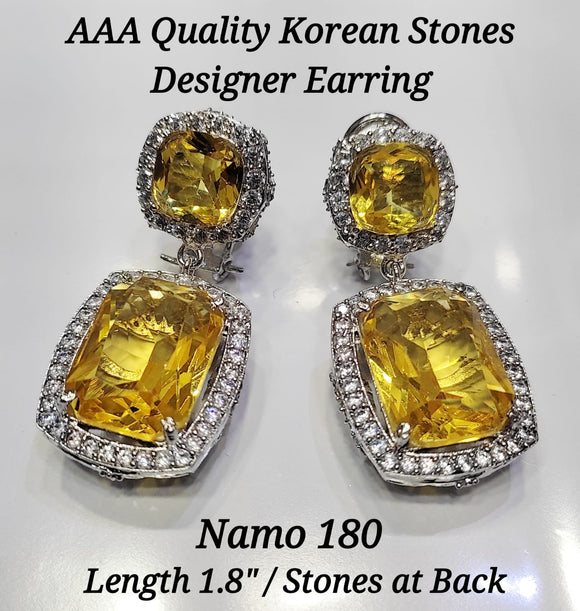 HANA YELLOW , YELLOW SHADE KOREAN STONE DESIGNER EARRINGS FOR WOMEN -SANDY001KSY