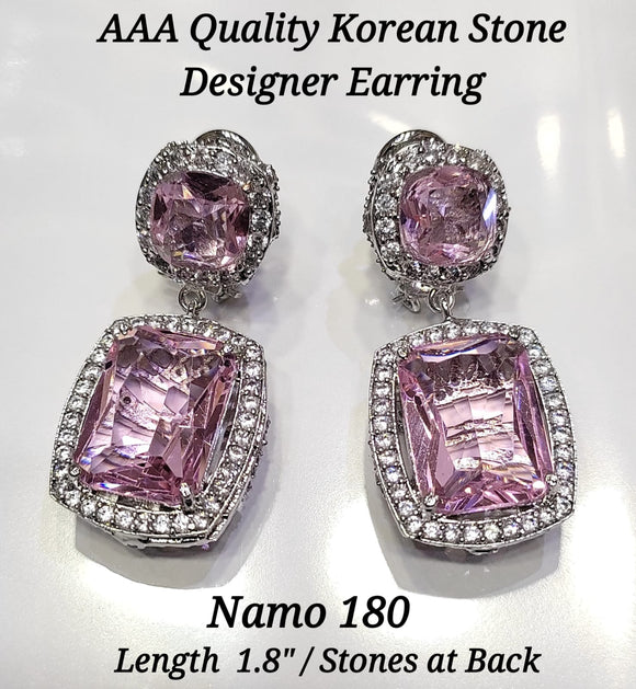 HANA PINK , PINK SHADE KOREAN STONE DESIGNER EARRINGS FOR WOMEN -SANDY001KSP
