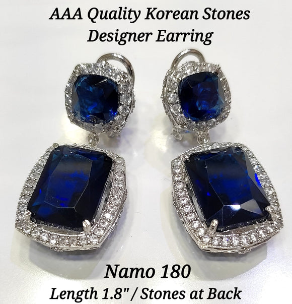 HANA BLUE, BLUE SHADE KOREAN STONE DESIGNER EARRINGS FOR WOMEN -SANDY001KSBL