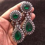 JANITA JADE STONE BLACK GOLD FINISH DANGLING STONE EARRINGS FOR WOMEN -MOE001JE