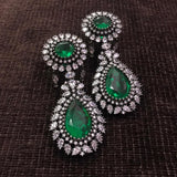 JANITA JADE STONE BLACK GOLD FINISH DANGLING STONE EARRINGS FOR WOMEN -MOE001JE