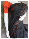 Cutwork on Semi Tussar Saree with Contrast Blouse Piece-KIA001CWS