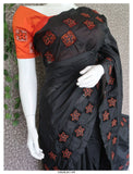 Cutwork on Semi Tussar Saree with Contrast Blouse Piece-KIA001CWS