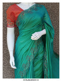 Cutwork on Crispy Georgette Saree with Jacquard Woven Blouse Piece -KIA001CGS