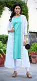 Cotton Kurta and shrug with Floral embroidery and schiffley work on shrug-FOF001CK