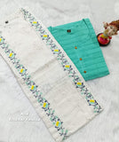 Cotton Kurta and shrug with Floral embroidery and schiffley work on shrug-FOF001CK