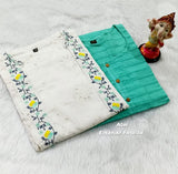 Cotton Kurta and shrug with Floral embroidery and schiffley work on shrug-FOF001CK