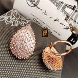 PEARL DROP DESIGN CZ STONE STUDDED DIAMOND STYLE  ADJUSTABLE RING FOR WOMEN -LR001PDR