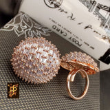 ROUND DESIGN CZ STONE STUDDED DIAMOND STYLE  ADJUSTABLE RING FOR WOMEN -LR001RD