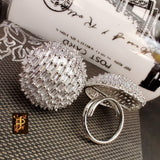 ROUND DESIGN CZ STONE STUDDED DIAMOND STYLE  ADJUSTABLE RING FOR WOMEN -LR001RD