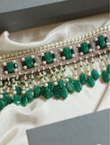 SAYANI , BRIDAL GREEN BEADS SAREE WAIST BELT FOR WOMEN -JC001BWBG