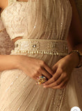 ATRANGI , BRIDAL WHITE BEAD SAREE WAIST BELT FOR WOMEN -JC001BWBW