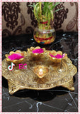 Metal Gold  finish Antique pooja thali-ANUB001GPT